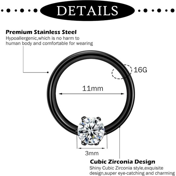 20-30 Pcs Septum Rings 16G Septum Jewelry - Surgical Steel Piercings Horseshoe H - Picture 2 of 7